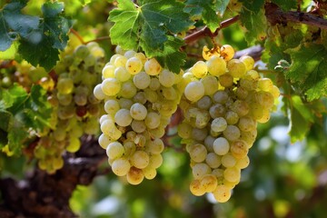 Fototapeta premium Organic Viognier Grapes: Pure White Fruit from Sustainable Vineyards