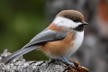Obraz premium Boreal Chickadee: A Stunning Avian Portrait Showcasing Nature's Beauty in Wildlife