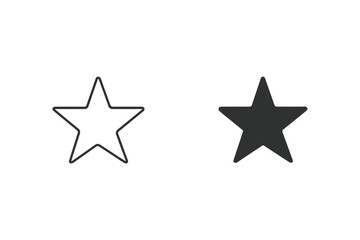 Obraz premium Two stars, one outlined and one solid, against a clean white background
