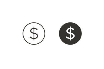 Obraz premium Dollar sign icons in black and white circles for financial concepts