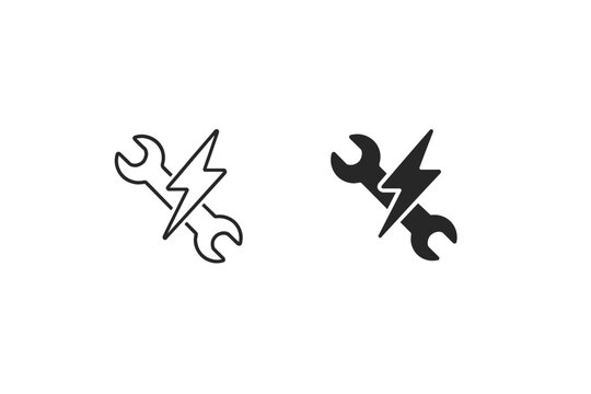 Wrench and lightning bolt icon representing fast repair and electrical service