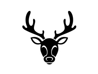Fototapeta premium A stylized black and white icon of a deer head with antlers but no eyes