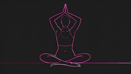 Scribbled doodle line drawing of woman practicing yoga 