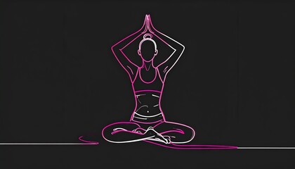 Scribbled doodle line drawing of woman practicing yoga 