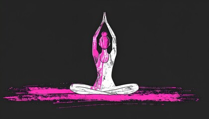 Scribbled doodle line drawing of woman practicing yoga 