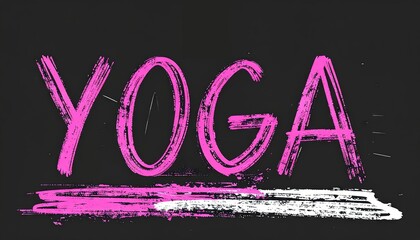 Text "YOGA" in pink and white on black background