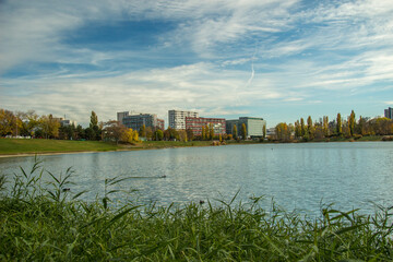 Cityscape - Kuchajda lake in Bratislava, nature in the city