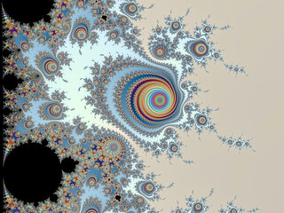 Beautiful zoom into the infinite mathematical mandelbrot set fractal space.