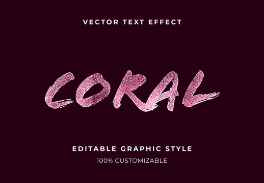 Pink Bold Retro Sparkle Glitter Script Text Effect Bright Brushed Font