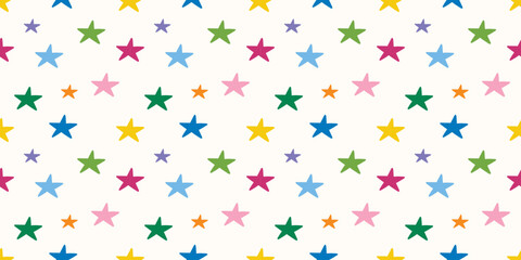Seamless pattern with colorful stars on a light background for party or kids birthday