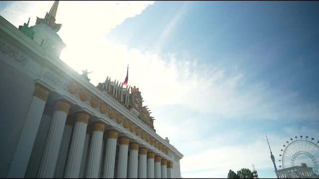 View of the main pavilion number one at VDNKh in Moscow