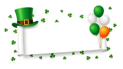 St patrick's day celebration with leprechaun hat and shamrocks