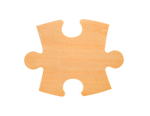 A single wooden puzzle piece rests flat against a white background. It can be used for games, educational activities, or crafting projects. This piece is part of a larger set for learning.