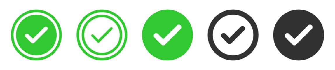 check mark icons tick symbols in green circle . Represents confirmation, approval, success, or completed tasks or status. for web, checklists, and task completion projects