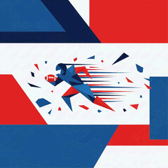 The athlete sprints quickly across the field with dynamic movements and speed.