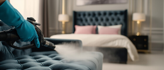 AI generator images of  Mattress cleaning involves steaming or using disinfectant sprays, as well as specialized cleaning sprays and equipment, to ensure a clean and hygienic environment.
