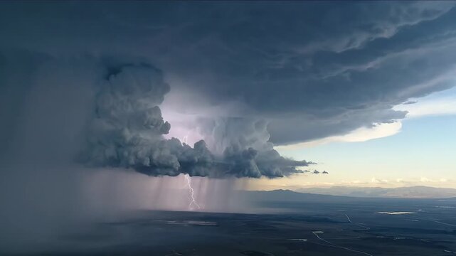 Dramatic Storm Clouds Over Rural Landscape with Rainfall