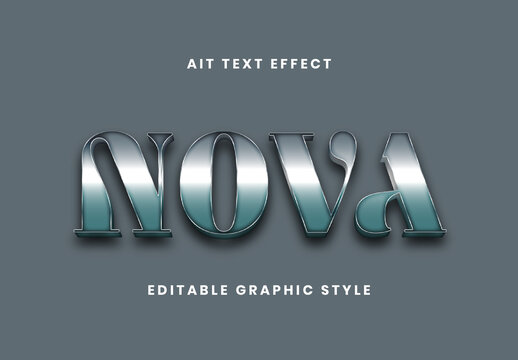 Silver Gradient Metal Anodized Titanium Text Effect 3D Glossy Font