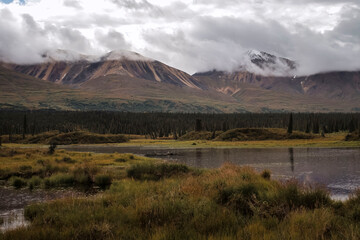 Clouds over mountains on the Denali Highway