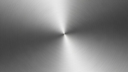 Brushed Silver Metal Texture with Circular Polished Surface, Radiant Metallic Radial Gradient Background, Luxury Chrome Steel Plate for Industrial Design Overlay