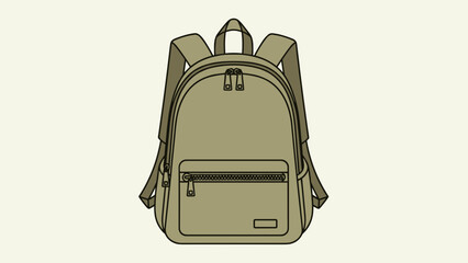 Olive Green Backpack with Multiple Compartments and Adjustable Straps.