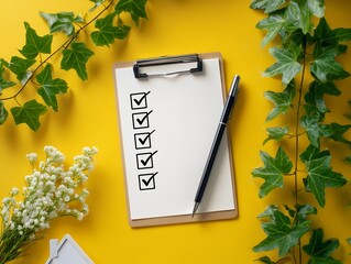 チェックリストとペンで表現するやること管理とタスク整理を象徴したビジネスコンセプトイメージ