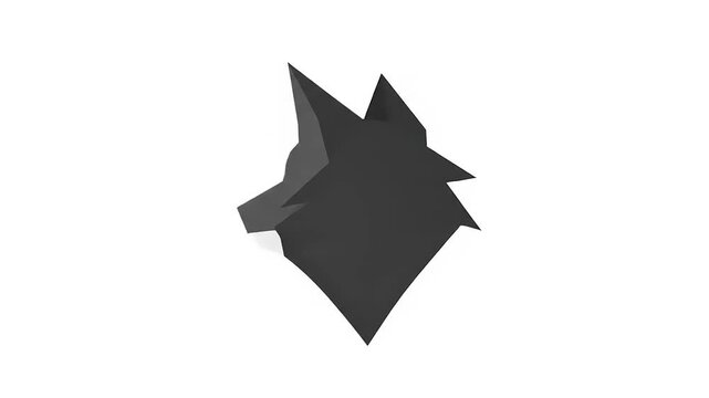 Black Wolf Logo Animation on White Background.
