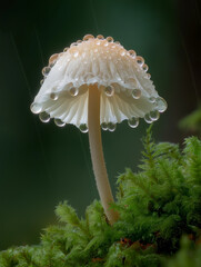 AI generator images of Bioluminescent mushrooms naturally emit light through a chemical reaction between the compound luciferins and the enzyme luciferase in the presence of oxygen.