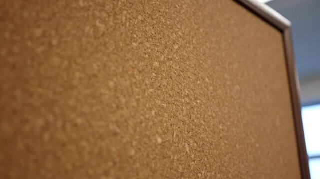 Close-up on a cork board with a wood frame, office supplies concept