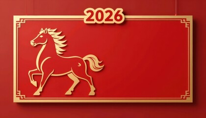 Chinese new year 2026 celebration background featuring red horse decoration traditional festivities festive environment artistic viewpoint