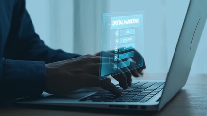 Digital marketing strategy broken down into categories: web, SEO, content, social media, and advertise. Digital tools enhance online marketing success across digital platforms. Elide