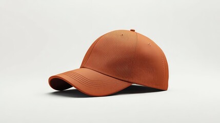 Contemporary orange baseball cap isolated on seamless studio backdrop, stylish