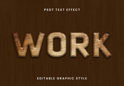 Brown And Beige Wood Text Effect Carved Vintage Font