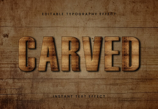 Brown And Beige Engraved Wood Text Effect Carved Rustic Font