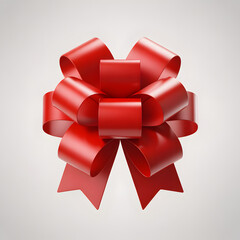 Vibrant Red Gift Bow Isolated on a Clean White Background for Festive Occasions.