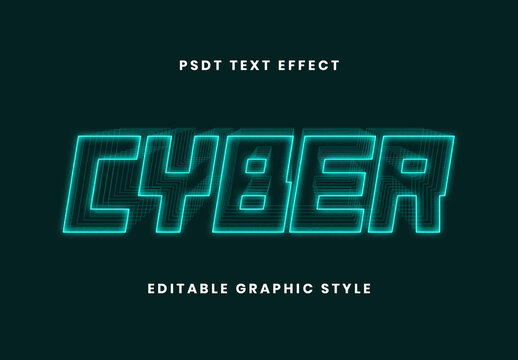 Cyan Neon Outline Text Text Effect Futuristic Cyber Grid Font