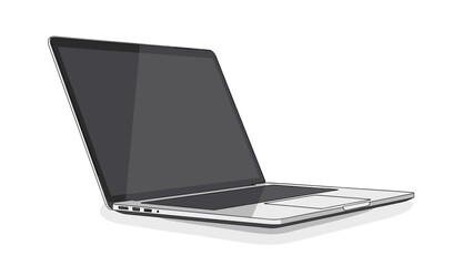 Sleek Silver Laptop with Dark Screen on White Background.