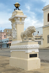 Lion sculpture in Jose Marti Park, Cienfuegos,  Cuba