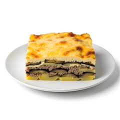 Layered moussaka with golden crust