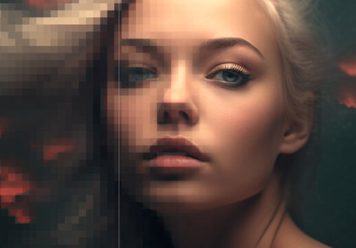 Red And Gray Pixelated Noise Photo Effect