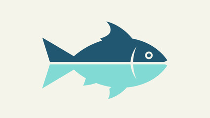 Obraz premium Stylized Fish Illustration with Reflection in Teal and Blue.