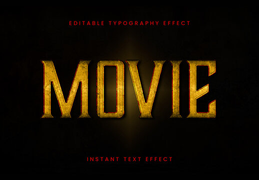 Golden Title Cinematic Text Effect Rusty Bold 3D Font
