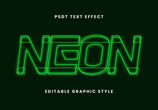 Green Neon Outline Text Text Effect Glow Futuristic Font