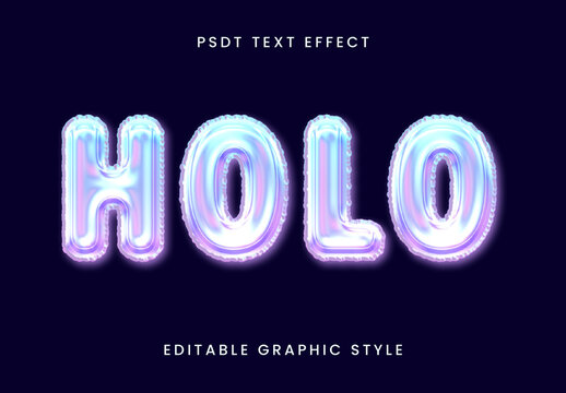 Purple And Blue Holographic Iridescent Text Effect Luminous Font
