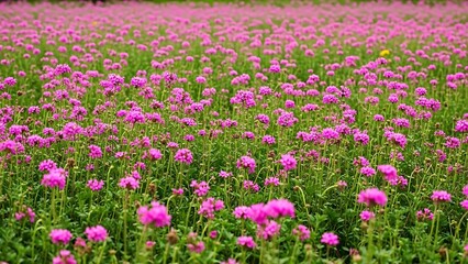 Beautiful field of pink flowers in full bloom
