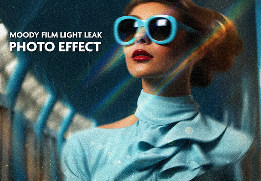 Blue Light Leak Glow Photo Effect