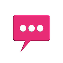 Fototapeta premium 3d chat bubble, speech bubble icon. 3d pink chat icon, message speech symbol vector logo.