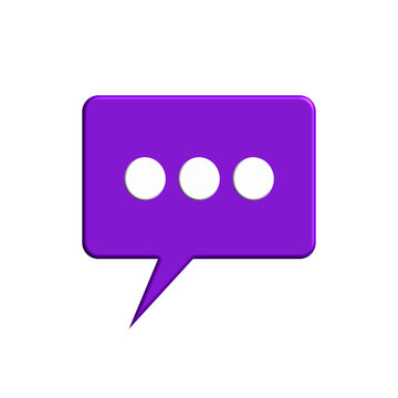 3d chat bubble, speech bubble icon. 3d purple chat icon, message speech symbol vector logo.