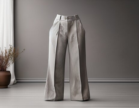 light gray wide leg pants front view