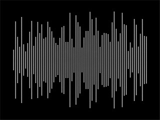 White sound wave pattern on black background graphic design element